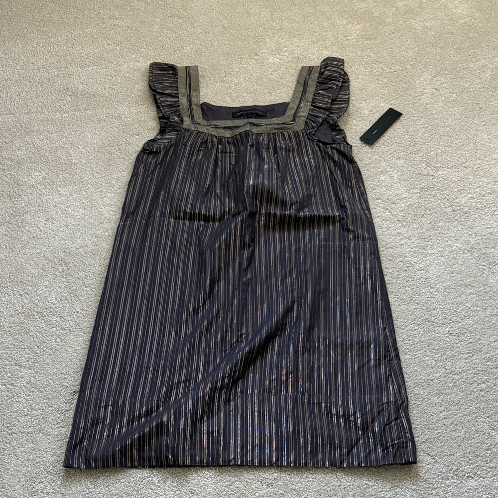 NWT Marc By Marc Jacobs Metallic Trim Striped Dress, Large